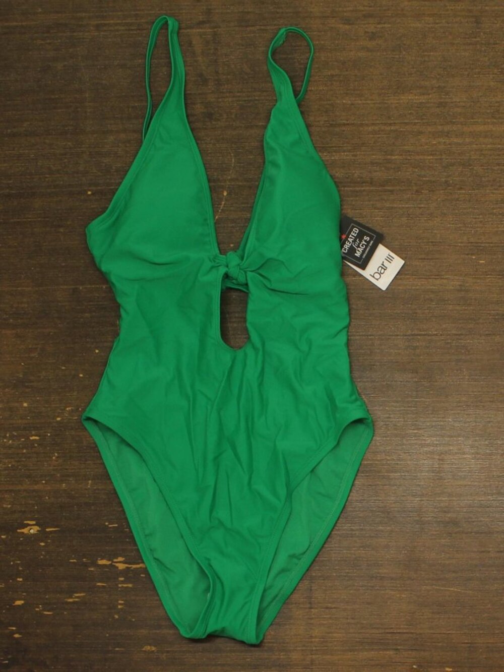 Bar Iii Green Bar Iii Summer Solids Knot Front One Piece Swimsuit S Sz S